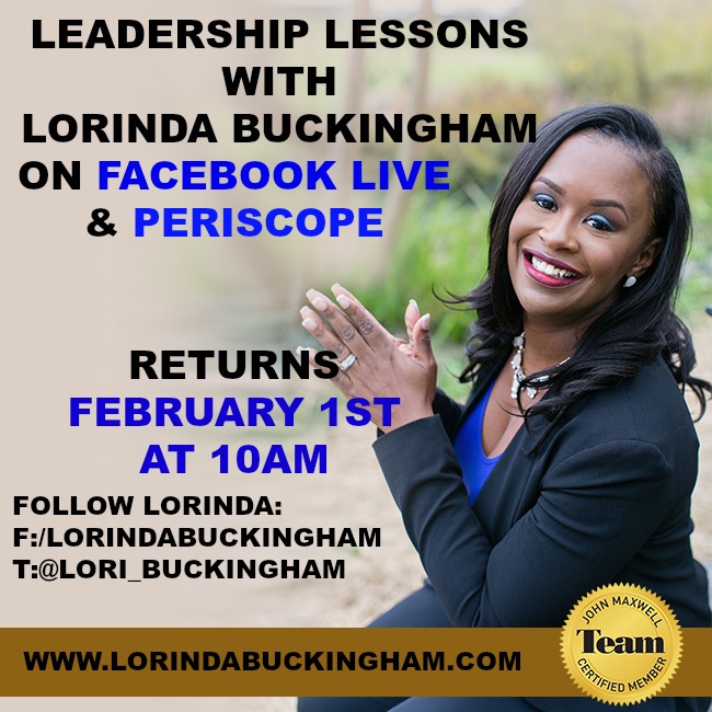 Lorinda Returns To Facebook Live & Periscope February 1st